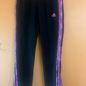 Adidas Black and Pink Sweatpants with Tapered Leg